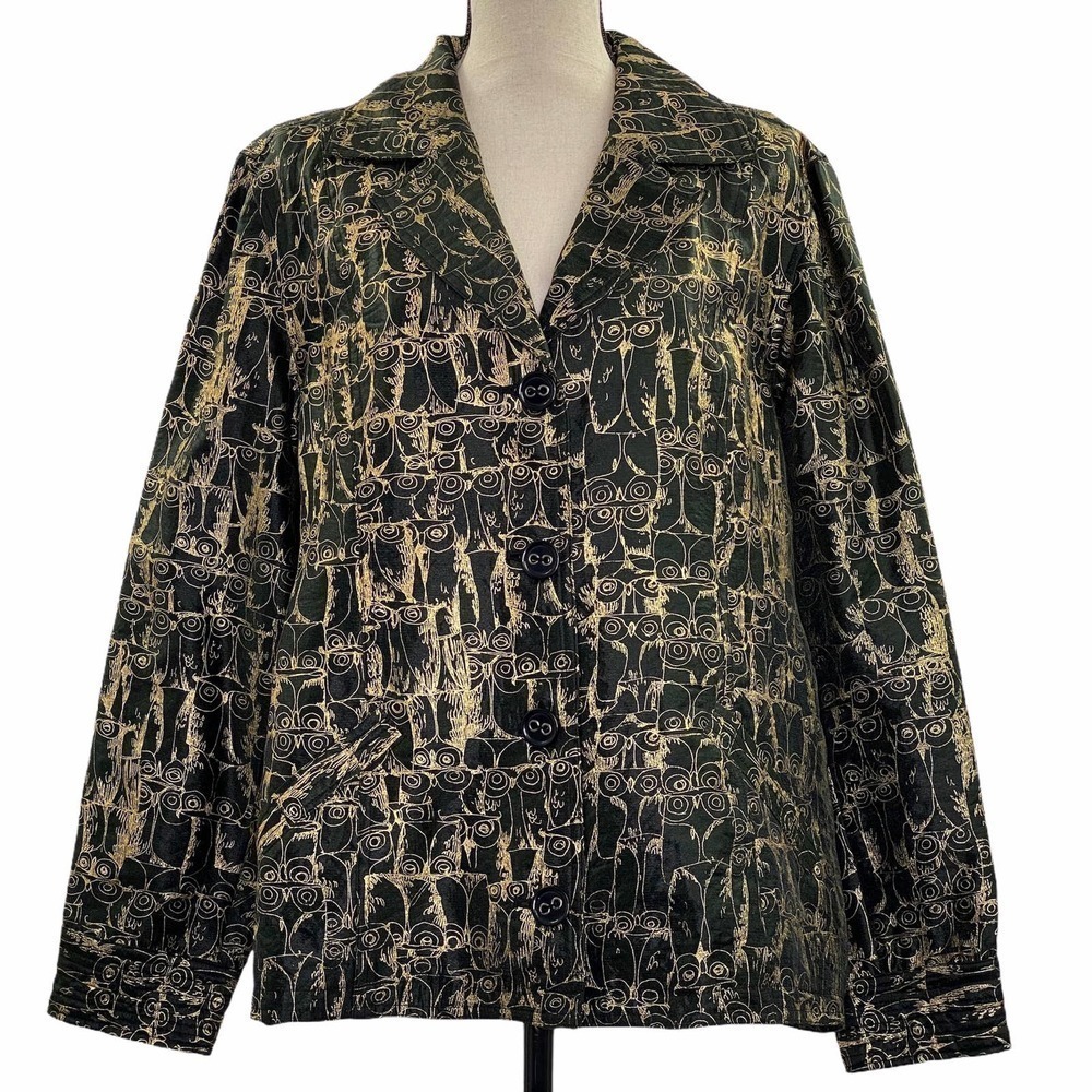 CHICO’S Printed Button Down Blazer Jacket Coat